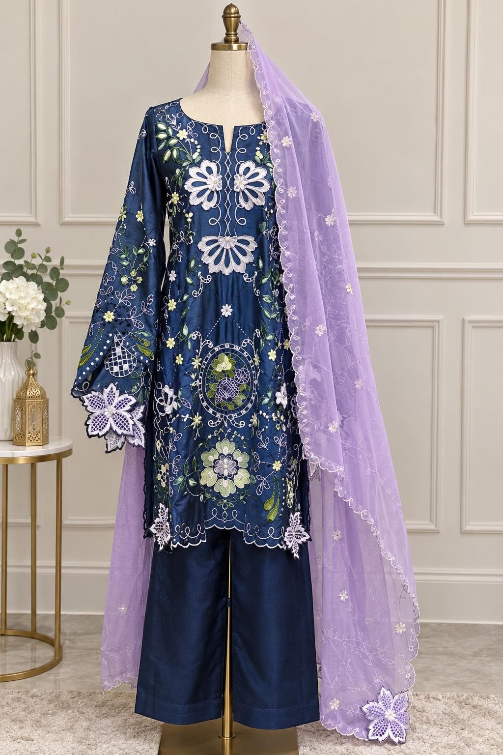 Teal Blue — Cutwork statement suit