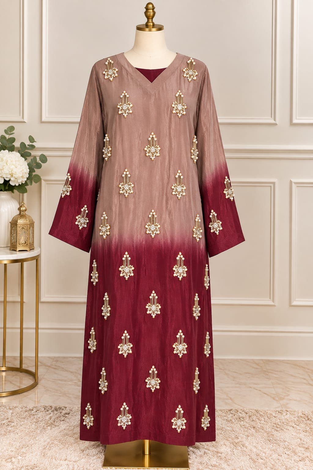 Brown & Maroon — Russian silk dress